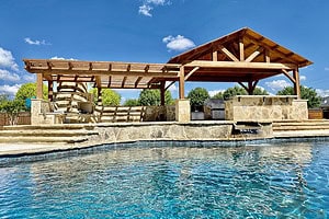 The Woodlands Poolside Pavilion and Pergola with Outdoor Kitchen